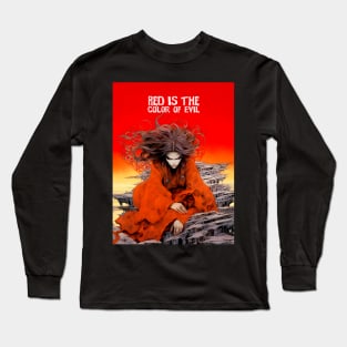 Halloween Red: Red is the Color of Evil on a Dark Background Long Sleeve T-Shirt